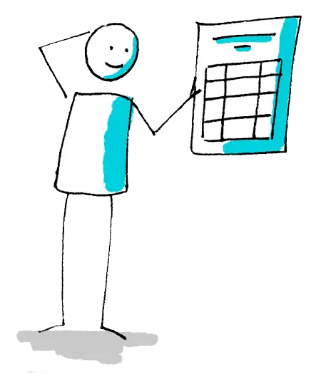 Symbole entrepreneur qui calcule son prix de vente